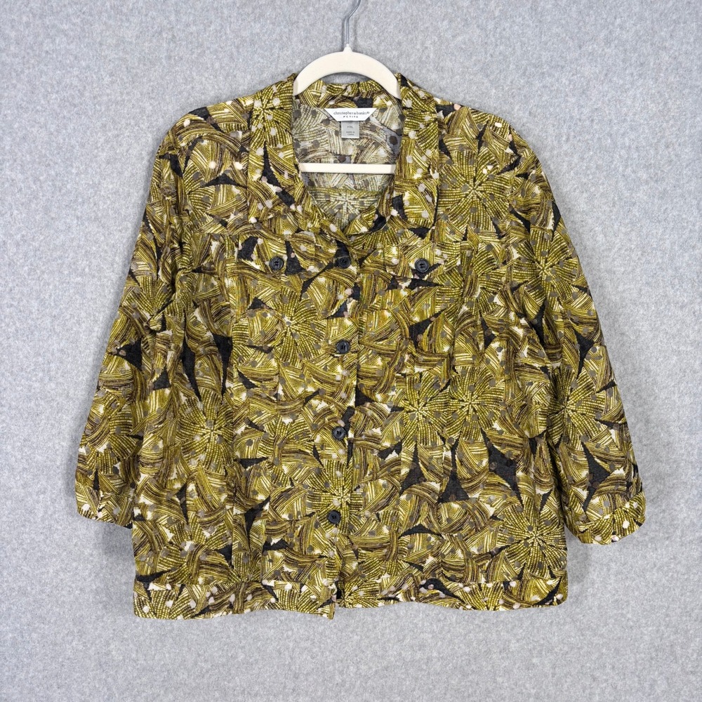 Christopher Banks Burnout Shirt PXL Button Grandma Maximalist‎ Resort Cruise